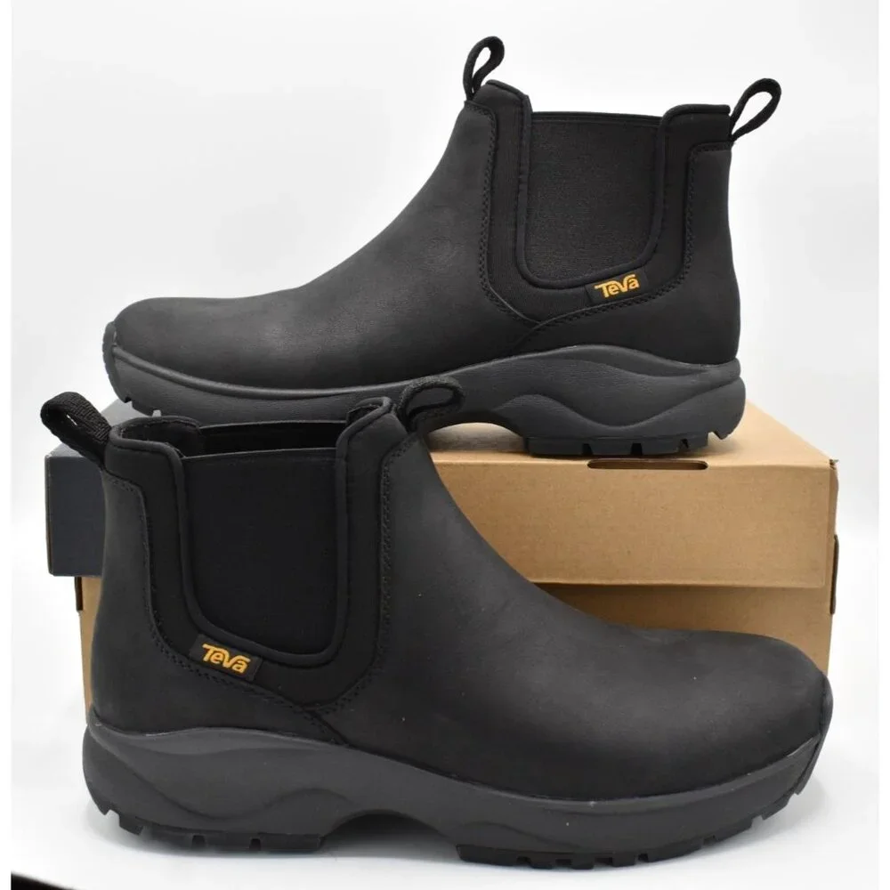 Teva Mens Size 12 Tusayan Black leather Pull On Water Resistant Chelsea‎ Boots
